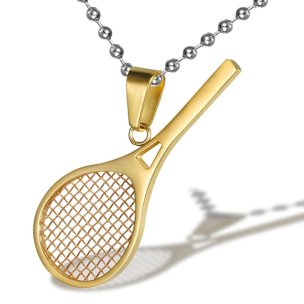 Titanium Steel Tennis Racket Pendant Necklace for Fitness Enthusiasts