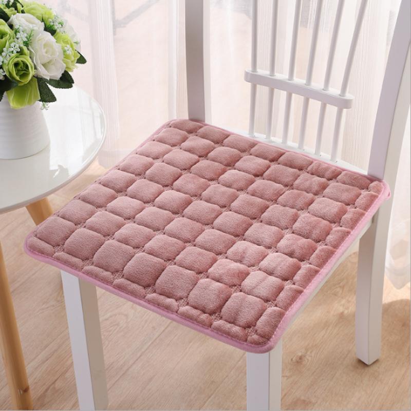Winter Flannel Thickened Anti Slip Plush Chair Cushion Office Car Seat Cushion Sofa Restaurant Solid Color Seat Cushion
