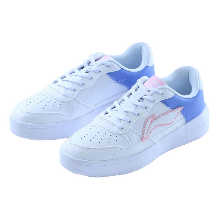 New LINING Sports Life Collection Skateboard Shoes Women's Low top Light Iris White AGCQ578-5