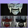 Djävulskrigare Hannya Halvansikte Latexmask Halloween Kostymrekvisita Skräckinjagande Cosplayrekvisita