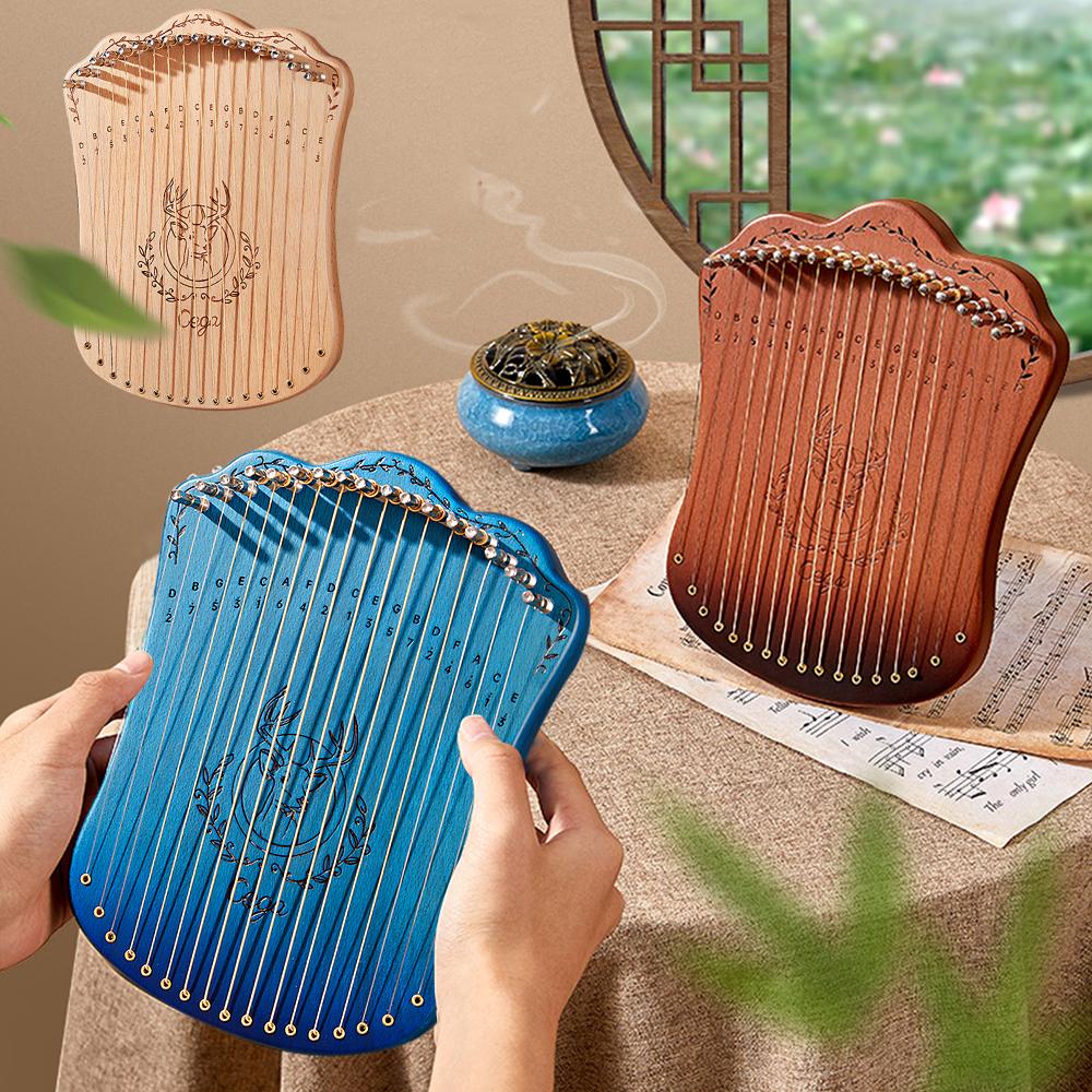 Harpă liră cu 17 coarde Instrument muzical cu coarde pentru harpă portabilă din lemn masiv de fag cu cheie de acord