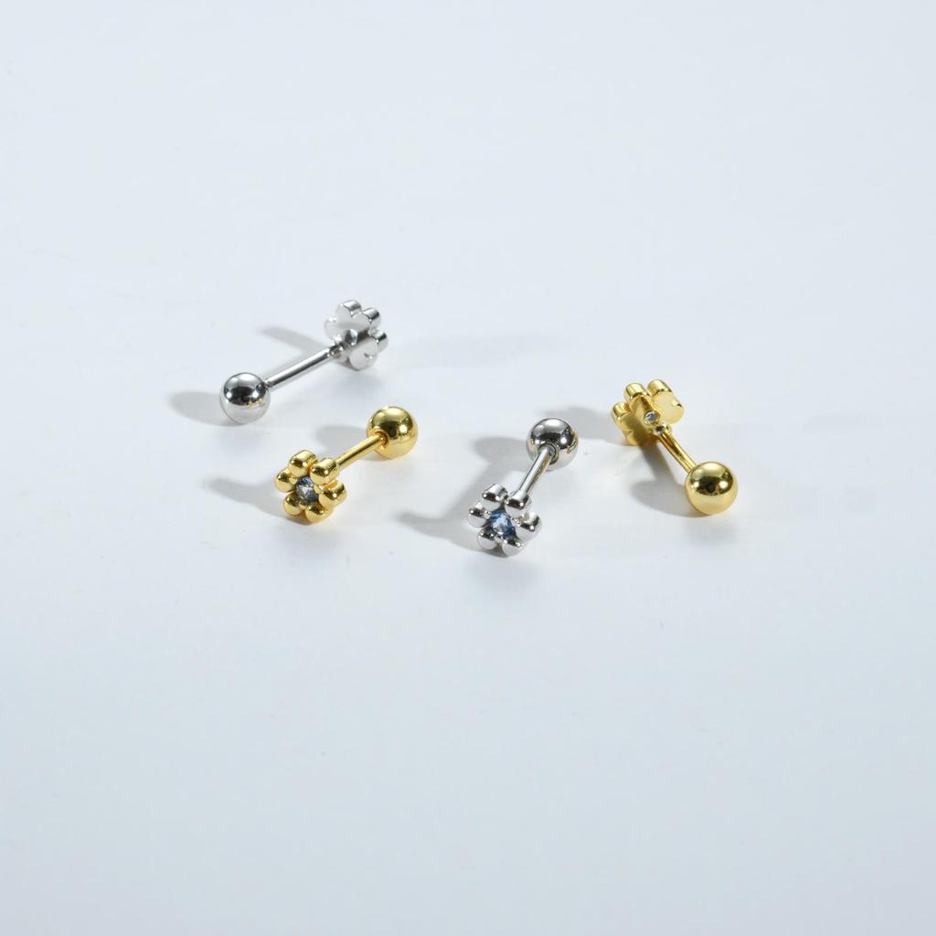 ANDYWEN 925 Sterlingsilber Gold Margeritenblume Ohrstecker Damen Blau CZ Zirkon Feiner Schmuck