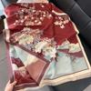 Soft Fleece-Like Throw Blanket Office Winter Warmth Womens Shawl With Chinese Floral