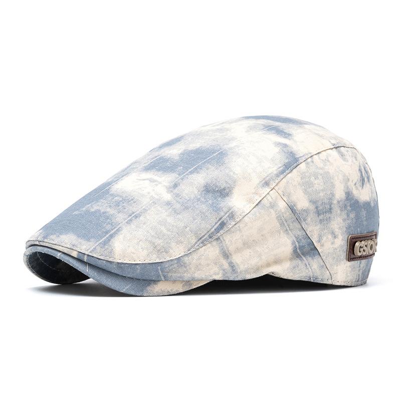 

Винтажная кепка Tie-Dye, мужская, весна-лето, британский берет, женская кепка-форвард, кепка с козырьком синий
