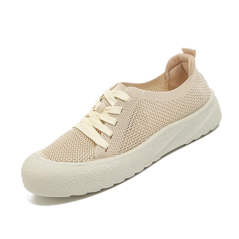 

Spring Autumn New Style Women s Breathable Mesh Shoes - Anti-slip Soft Soles - Comfortable Casual Shoes - Laced Casual Shoes 41 бежевий