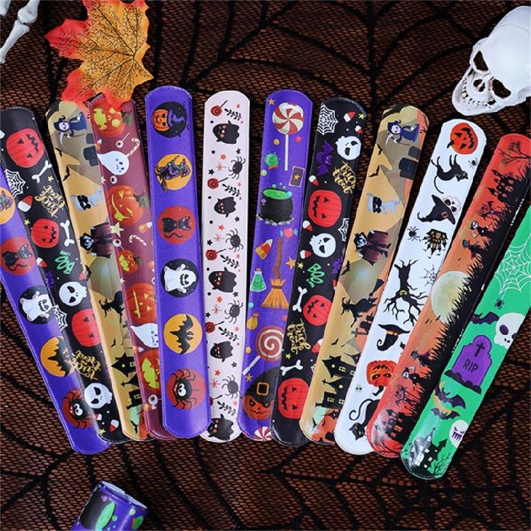 100 Peças Pulseiras de Bater Únicas com Tema de Halloween Pulseiras de Bater de Halloween para Reuniões Temáticas e Celebração