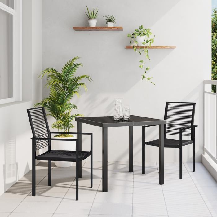 VidaXL Set de Salle à Manger de Jardin 3 Pièces noir Rattan PVC 3379163