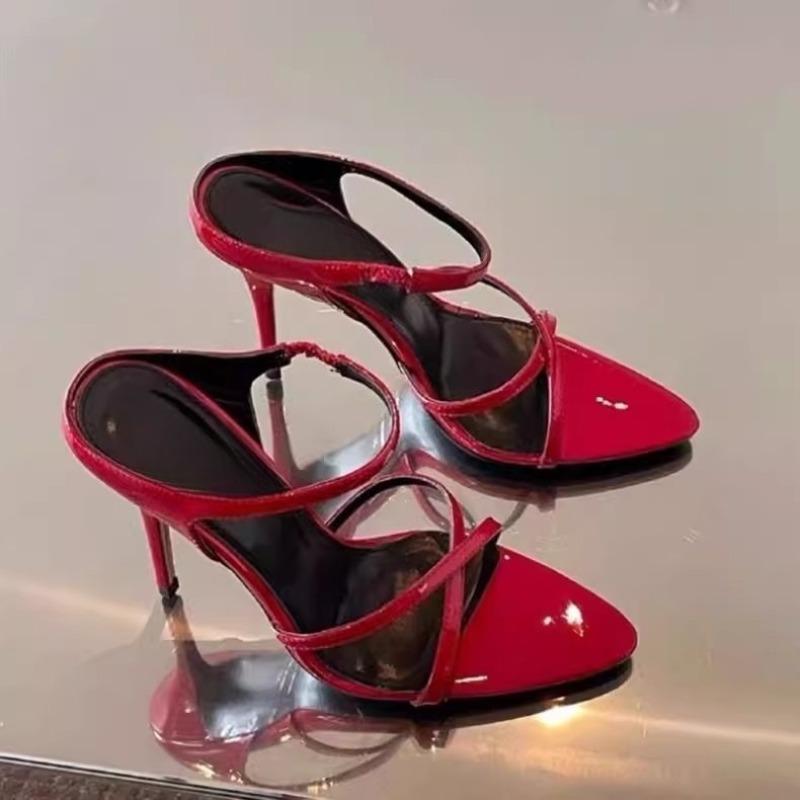 Fashion Fashion New Pointed Toe Open Toe Stiletto Sandals Women Pointed Toe Cross Skinny Strap Sexy High Heels Women Outside Wear