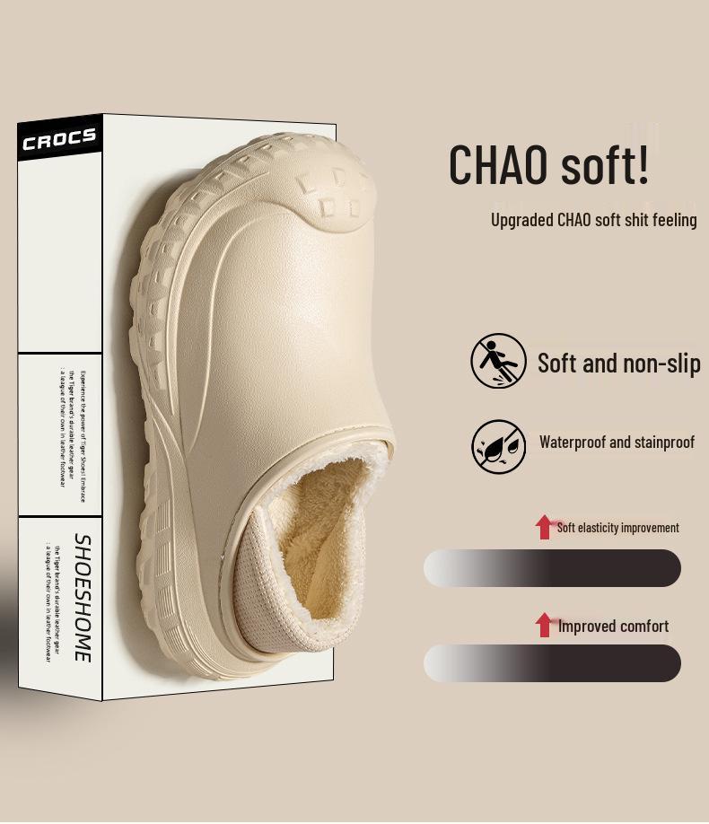 2025 Winter Waterproof Cotton Slippers: Warm, Slip-On, Fleece-Lined, Heel-Covered for Men & Women