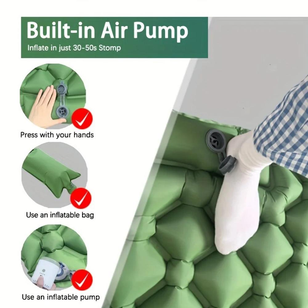 Outdoor Camping Inflatable Mattress Sleeping Pad With Pillows Ultralight Air Mat Built In Inflator Pump For Travel Hiking