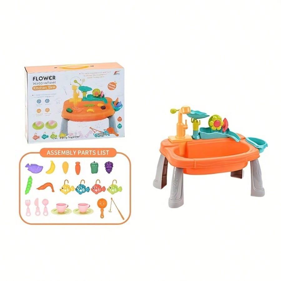 Play Sink With Running Water, Mini Water Table For Toddlers, Upgraded Faucet And Play Dishes, Children Electric Dishwasher Toy