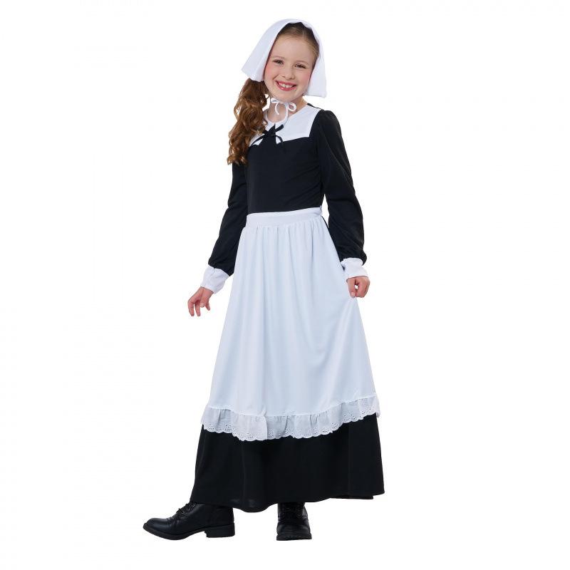 New Children's Halloween Maid Dress Up Medieval Maid Headscarf, Collar, Apron Three-piece Set