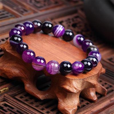 Women Faux Agate Beaded Bracelet Round Chain Bangle Jewelry Friend Gift