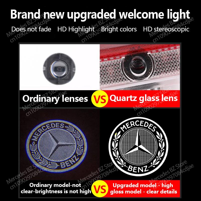 TFHM4 2Pc LED Car Door Welcome Light Logo Laser Projector Lamp For Mercedes Benz E C Class W205 W212 ML AMG W177 W247 W176 GLA GLC GLE