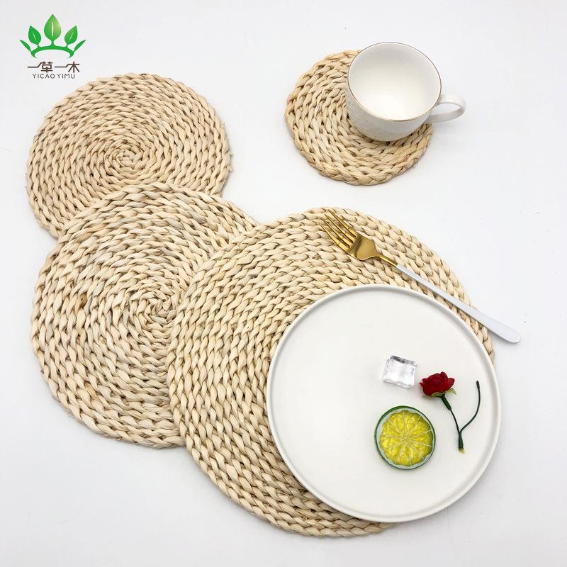 Japanese Handmade Woven Straw Coaster Set - Heat-Resistant, Non-Slip Corn Husk Placemats