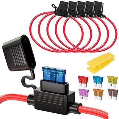 Πακέτο 5 ασφαλειοθήκη 16Awg με σύρμα για αυτοκίνητο Hgv 32V 20A Αδιάβροχη ασφάλεια τύπου λεπίδας με 6 τεμάχια Τυπικές ασφάλειες μεσαίου τύπου λεπίδας