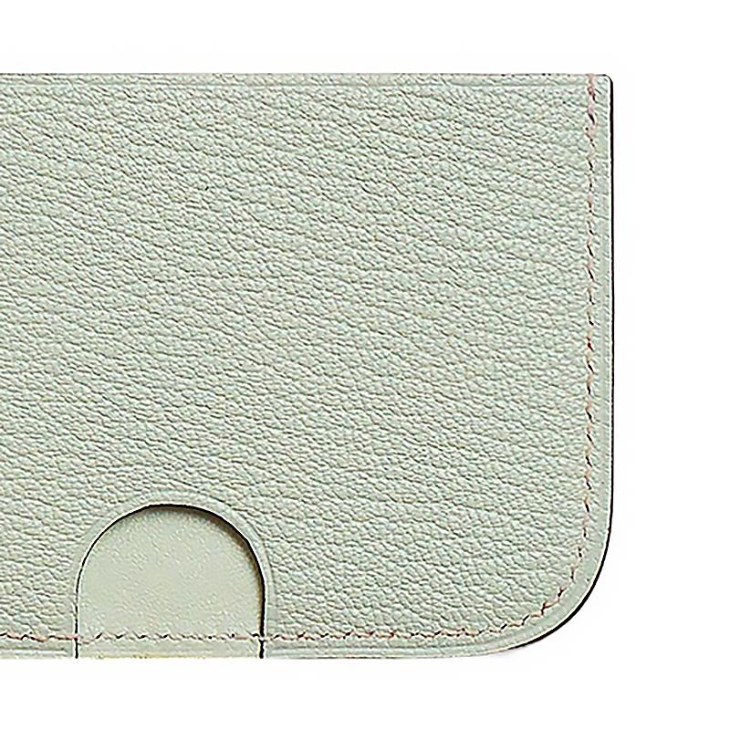 Hermes Poisson Color Block Mysore Goat Leather Card Holder Women Accessories Hissing-Green H084483CKAA