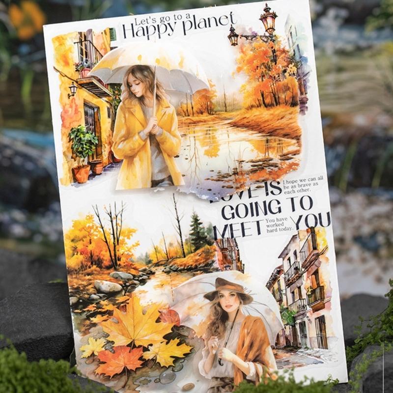 6 Sheet Water Resistant Decorative Transfers Nature Scene Sketches Crafting Journal Materials