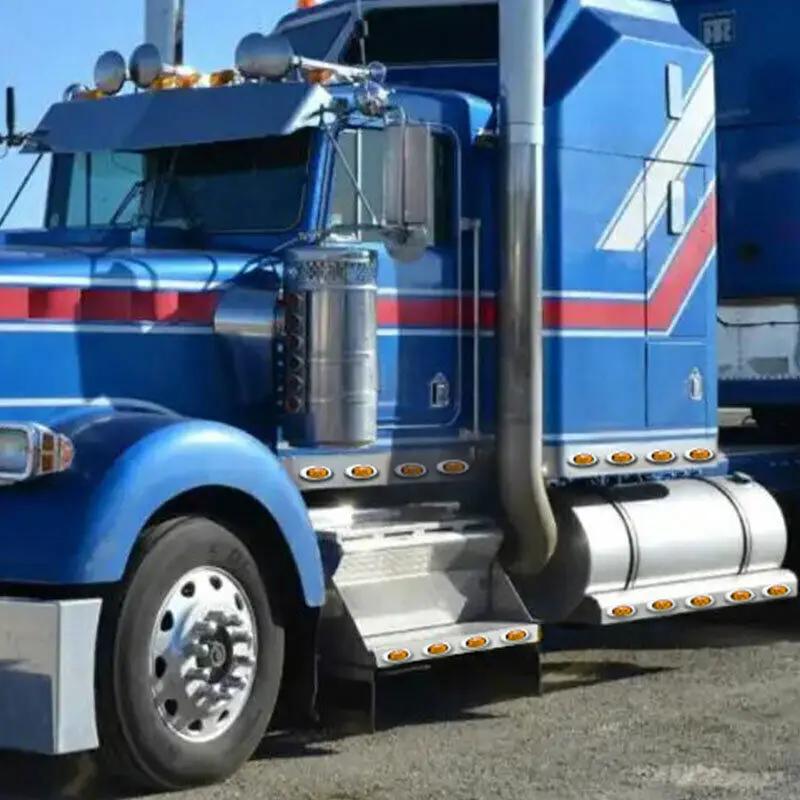 2PCS Amber Oval Led Trailer Side Marker Clearance Lights Chrome Bezel Trailer Parking Turn Signal Lights 18LED Running Lights