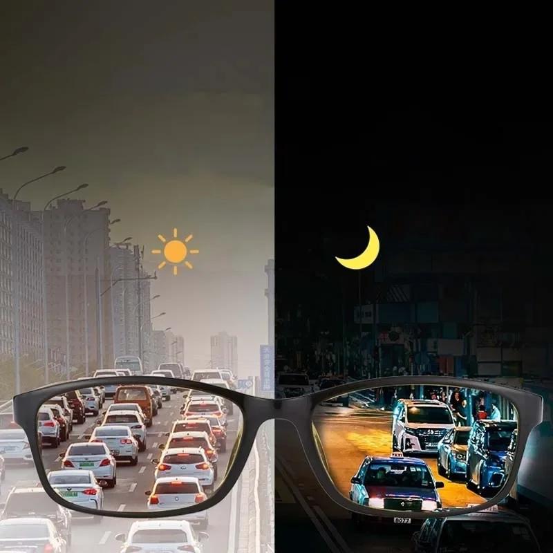 Retro Square Frame Eyeglasses Night Vision Driving Myopia Goggles for Day and Night High-definition Men Wome Near Sight Glasses