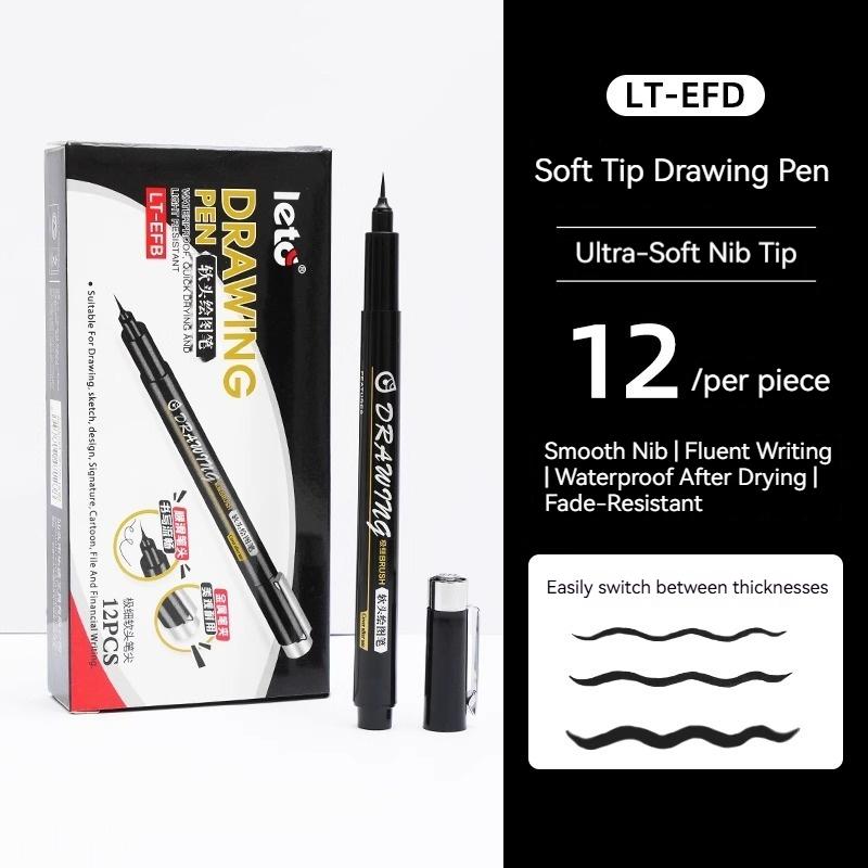 Soft Brush White Highlights Pen for Journaling Black Cardboard Manga Outline Scrapbooking Supplies Waterproof Black Drawing Pens