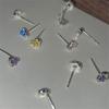 Color Zircon Stud Earrings Women's Love Bone Stud Design Sweet Cool Cochlear Stud Earrings Earrings