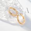 Korean Retro Rhinestone Double Row Metal Hoop Earrings – Elegant European & American Style