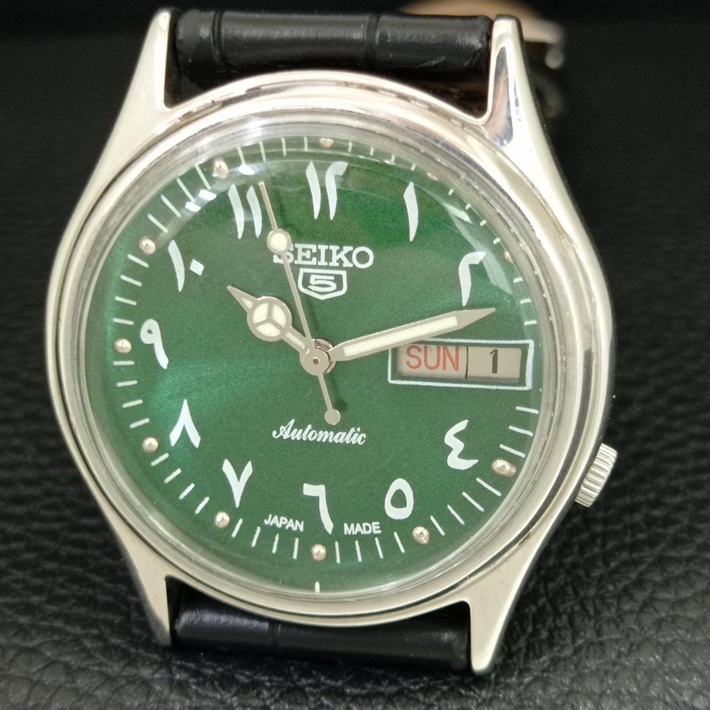 VINTAGE SEIKO 5 AUTOMATIC 7009A JAPAN MENS GREEN COLOR DIAL WATCH A708766-1