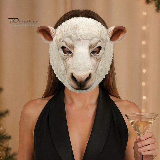 Full Atmosphere Animal Costume Realistic Mask, Sheep Brown Bear Face Novelty Mask for Adults Cosplay Halloween Party Props Parties
