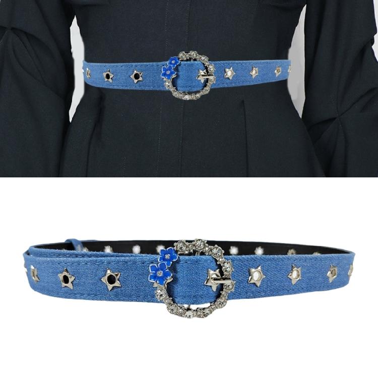 Flower Waist Chain Vintage Flower Denims Belt for Women Proms Stage and Club Party Casual Wear Elaborate Jewelry