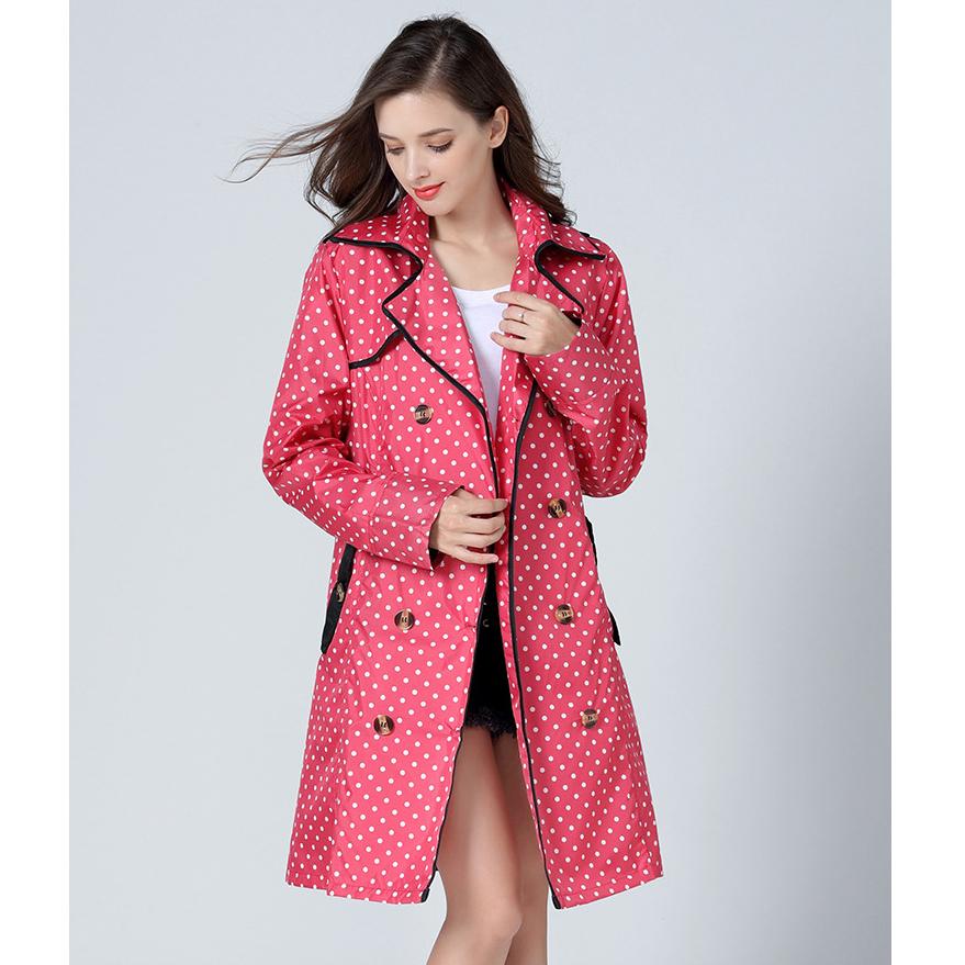 Женский легкий дождевик в горошек с принтом и бантом — фото 3