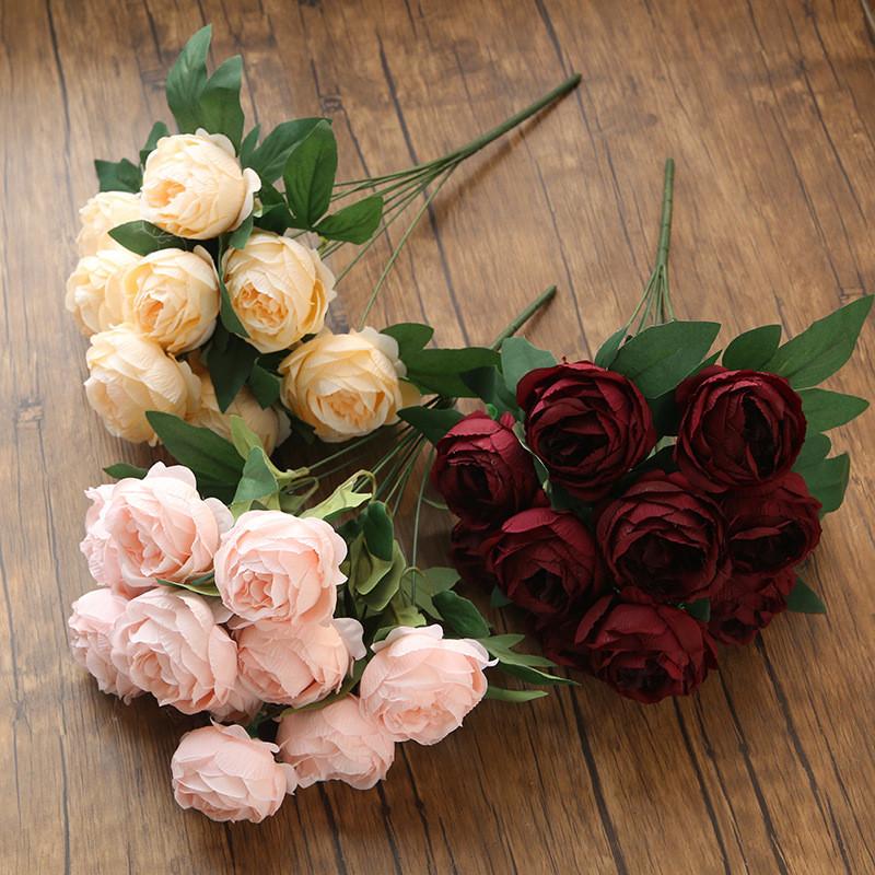 Silk Peony Artificial Flowers Wedding Decor With Realistic Design For Photography Props