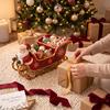Santa Claus Storage Bowl Sleigh Christmas Table Centerpiece, Multi‑Compartment Candy Fruit Serving Bowl, Festive Tray Tabletop Ornament for