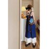 Blue plaid sleeveless dress literary style Mori retro small fresh vacation suspender vest long dress