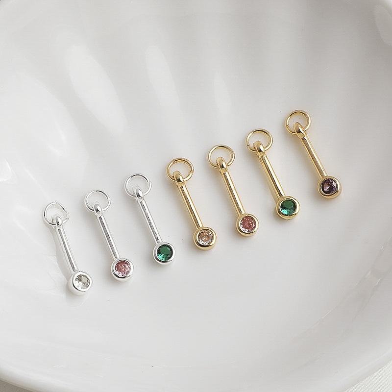 14K Gold Filled Zircon Matchstick Tila Bracelet Pendant for DIY Jewelry