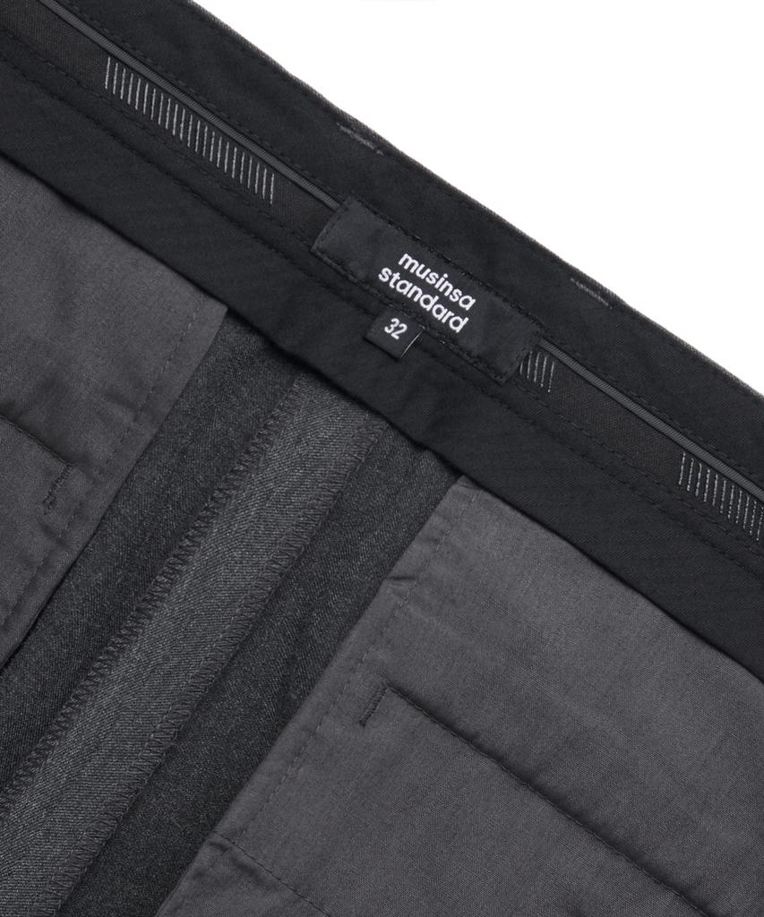 MUSINSA STANDARD Skinny Hidden Elastic Waist Crop Slacks [Medium Gray]