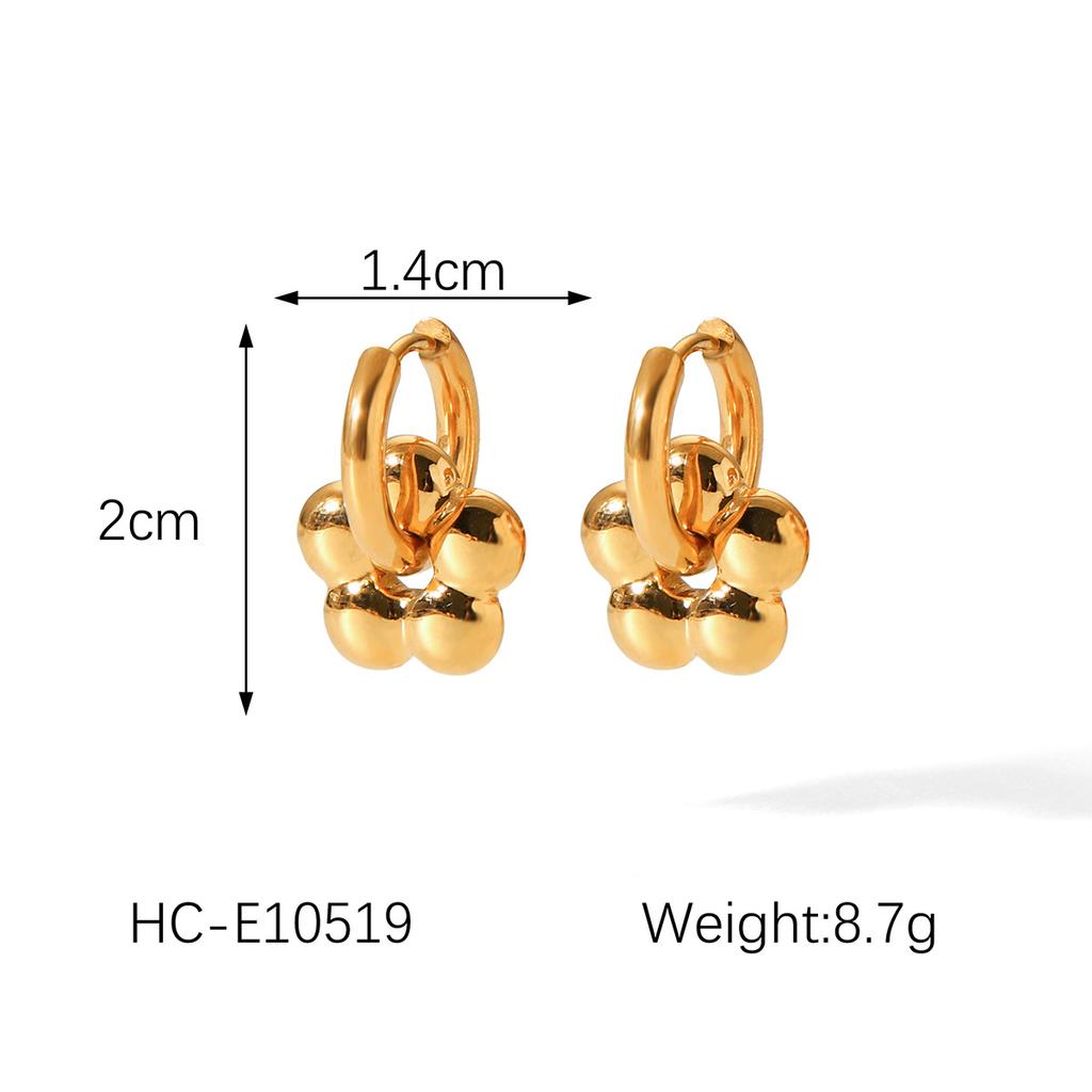 Hot-selling stylish versatile stainless steel earrings for women, heart flower pendant hoop earrings