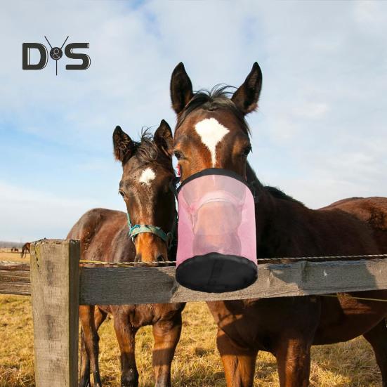 Horse Feed Bag Heavy Duty Mesh Horse Feeder with Adjustable Strap Horse Muzzle Feed Bucket for Feeding Grain Powder Supplements