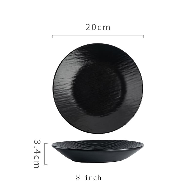 Ceramic Plates 8 Inch Household Blue New High Aesthetic Exquisite Dining Tableware High-class Round Simple Breakfast Dish