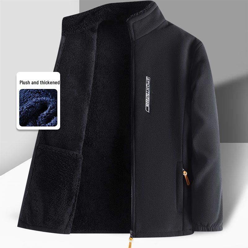 Men's Extra Thick Polar Fleece Jacket – Stand Collar Casual Winter Coat