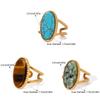 Geometric Geometric Open Ring Opal Wide Finger Buckle Vintage Turquoise Metal Ring  Men