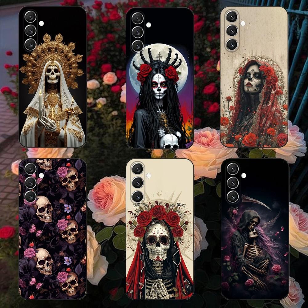 Santa Muerte Phone Case For Samsung Galaxy A13,A21s,A22,A31,A32,A52,A53,A71,A80,A91 Soft Black Shell