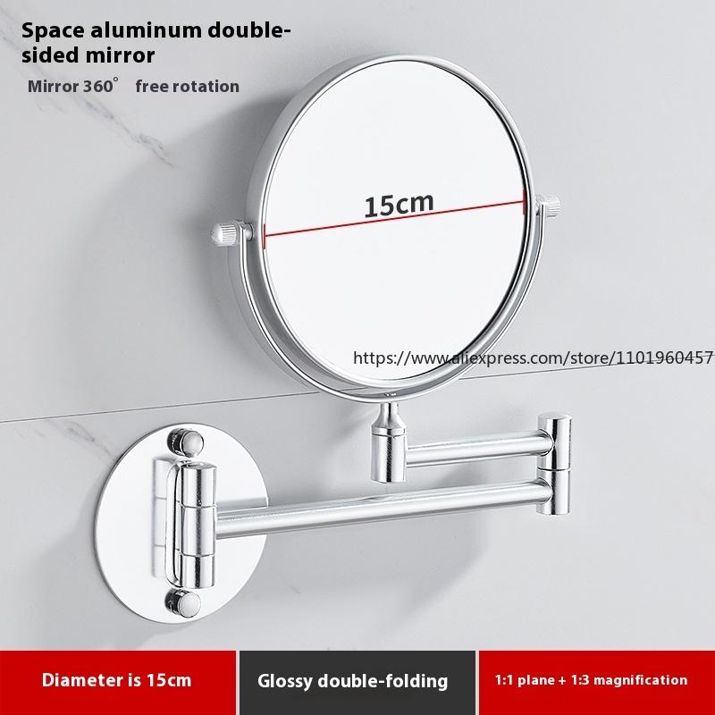 Black Gold Telescopic Mirror Bathroom Cosmetic Folding Beauty Wall Hanging Double-sided Mirror Bathroom