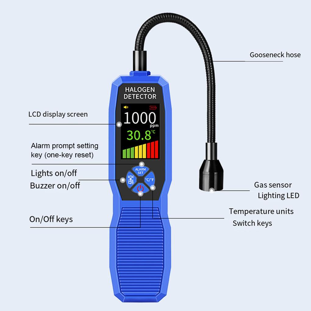 TM618 Refrigerant Detector Refrigerant Halogen Leak Detector High Sensitivity Air Conditioning Leak Gas Leak Detection Tool