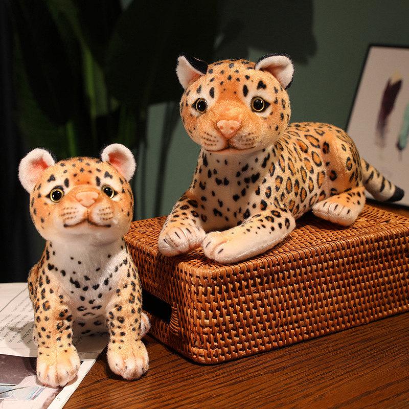 Peluche léopard réaliste à 3 positions, adorable modèle de guépard en peluche, décoration de chambre, cadeau idéal