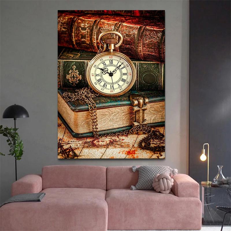 Klasyczne plakaty i wydruki zegarów retro Obrazy na płótnie Obrazy ścienne do salonu Dekoracja domu Cuadros