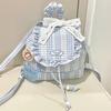 Blue Lace Plaid Backpack Women's New Sweet Ruffle Edge Backpack College Style Commuter Bag