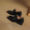 Krazing Pot Sheepskin Autumn Winter Shoes Lace Up Med Heels Size 42 Square Toe Brown Color Pumps
