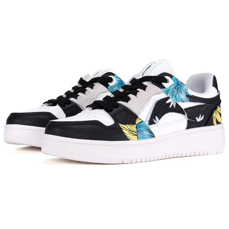 Li Ning Tianji Hawaii Plant Low top Skateboard Shoes Women's Black White AGCP362-15(TeamR-)