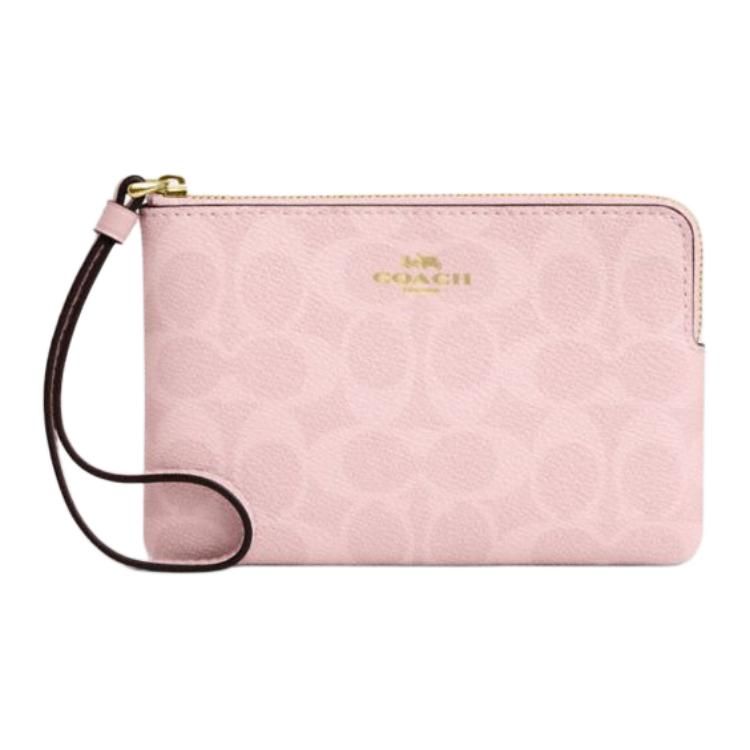 

Coach Classic Logo Faux Leather Clutch Small Pink Women clutch CAQ75-IMPO Basic Set (Bag+Dust Bag)